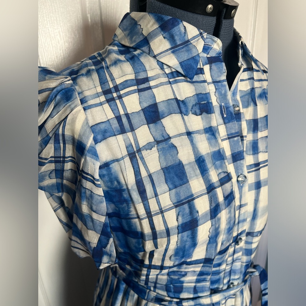 NWT Shoshanna Blue Watercolor Linen Dress - Picture 6 of 17